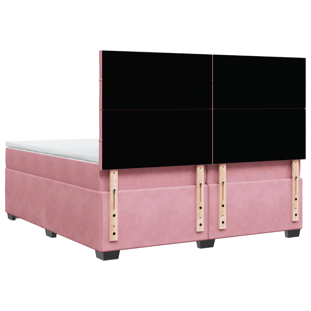 Boxspring met matras fluweel roze 200x200 cm is nu te koop bij PeponiXL, paradijselijk wonen!