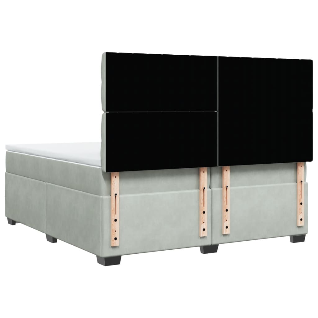 Boxspring met matras fluweel lichtgrijs 200x200 cm is nu te koop bij PeponiXL, paradijselijk wonen!