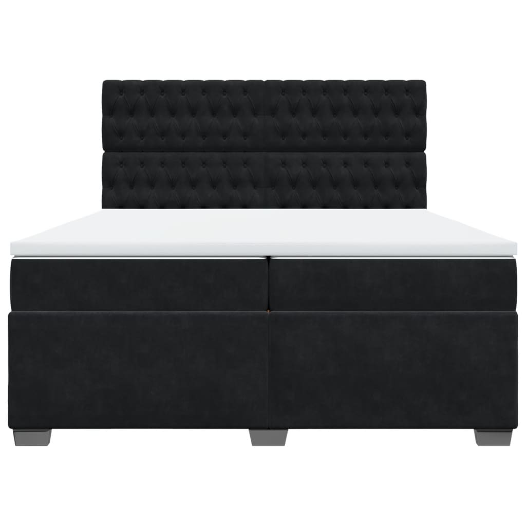 Boxspring met matras fluweel zwart 200x200 cm is nu te koop bij PeponiXL, paradijselijk wonen!