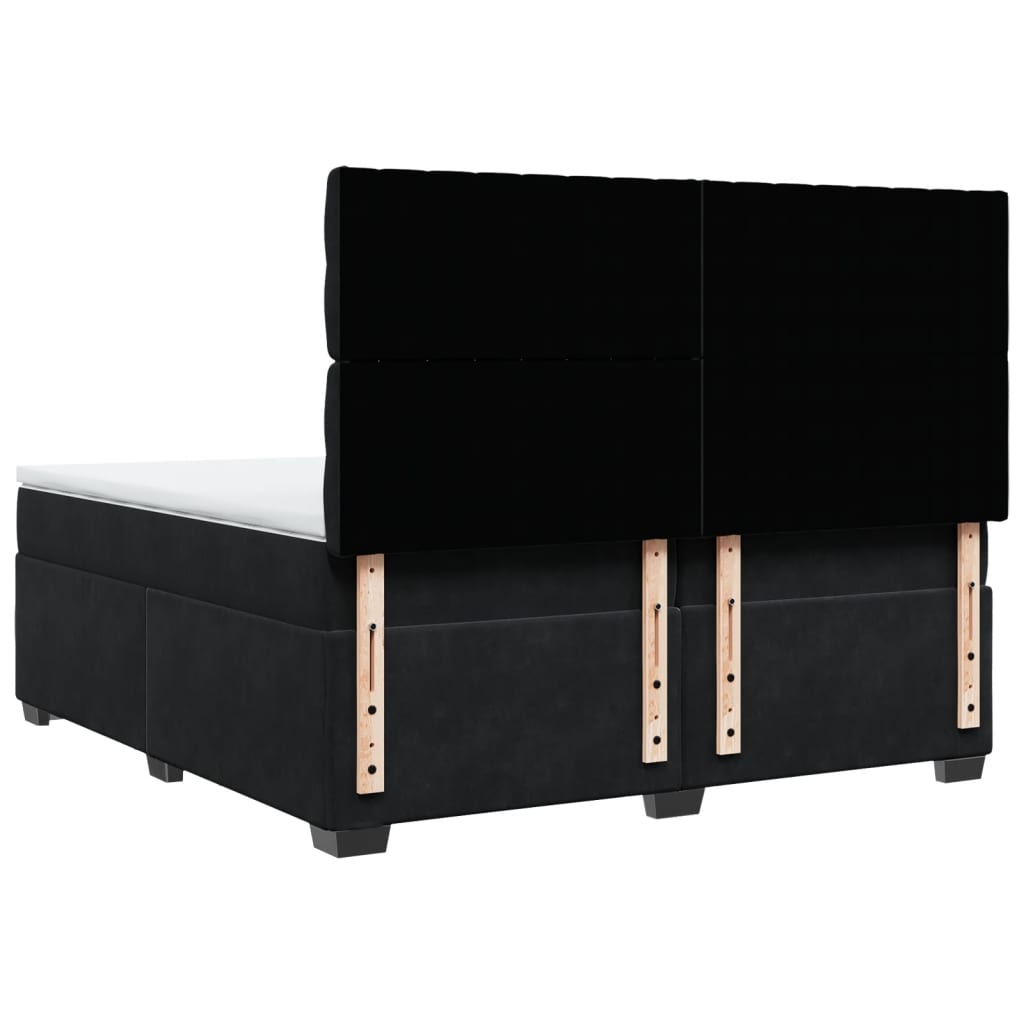 Boxspring met matras fluweel zwart 200x200 cm is nu te koop bij PeponiXL, paradijselijk wonen!