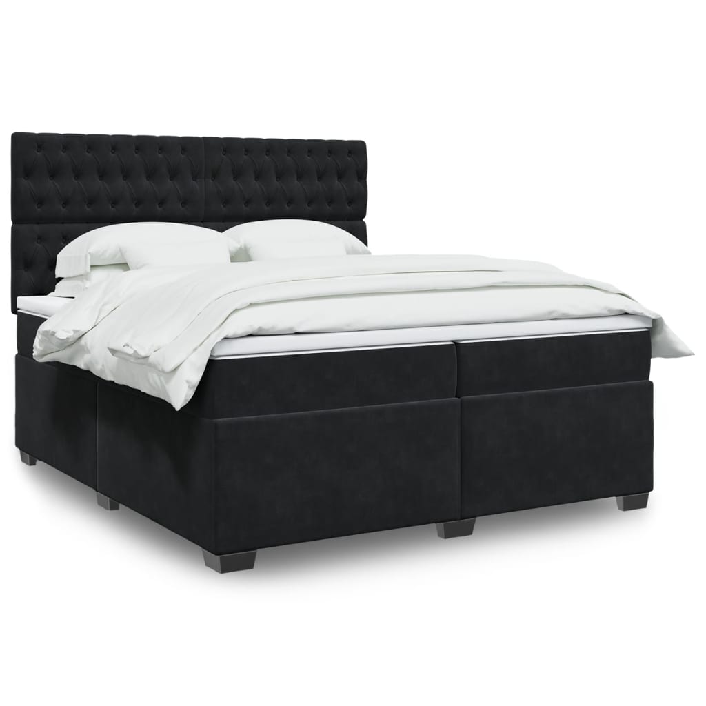 Boxspring met matras fluweel zwart 200x200 cm is nu te koop bij PeponiXL, paradijselijk wonen!