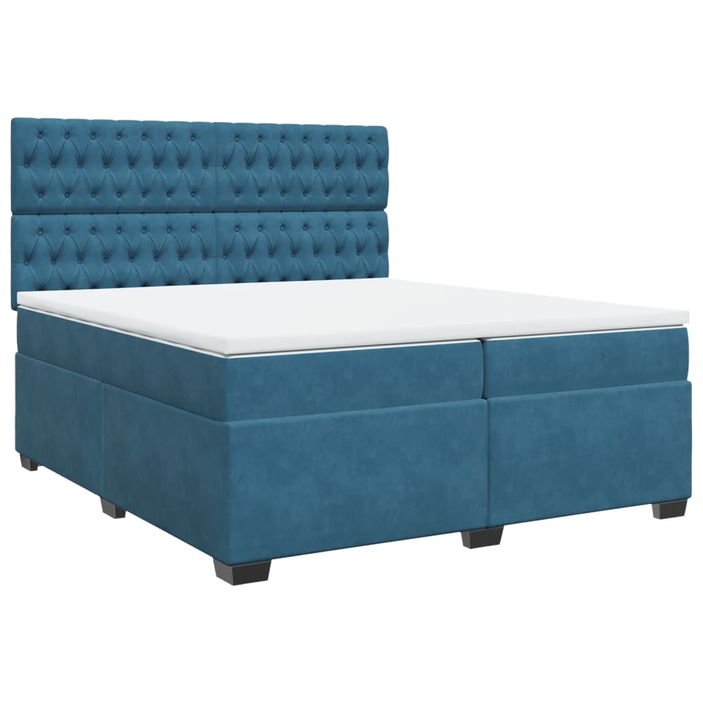 Boxspring met matras fluweel blauw 200x200 cm is nu te koop bij PeponiXL, paradijselijk wonen!
