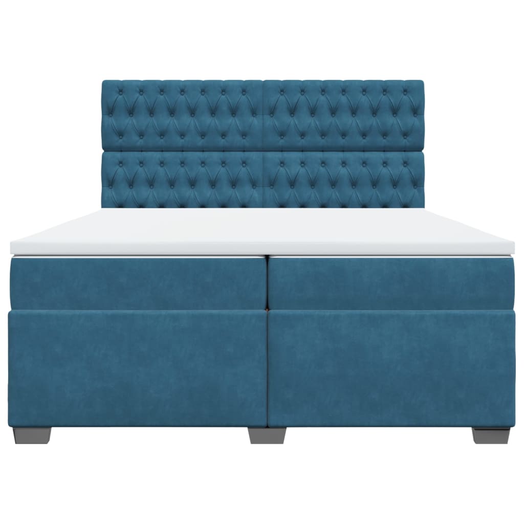 Boxspring met matras fluweel blauw 200x200 cm is nu te koop bij PeponiXL, paradijselijk wonen!