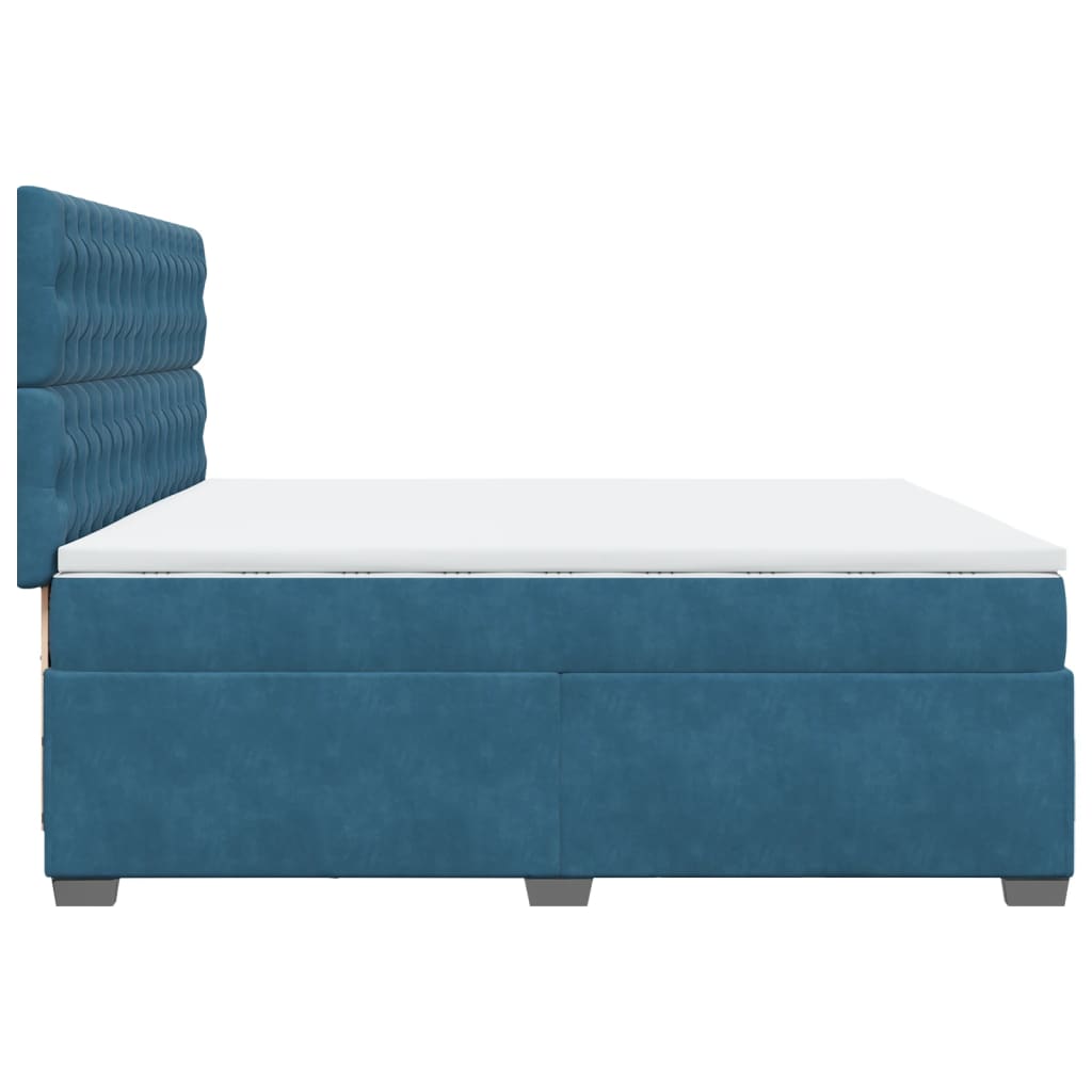 Boxspring met matras fluweel blauw 200x200 cm is nu te koop bij PeponiXL, paradijselijk wonen!