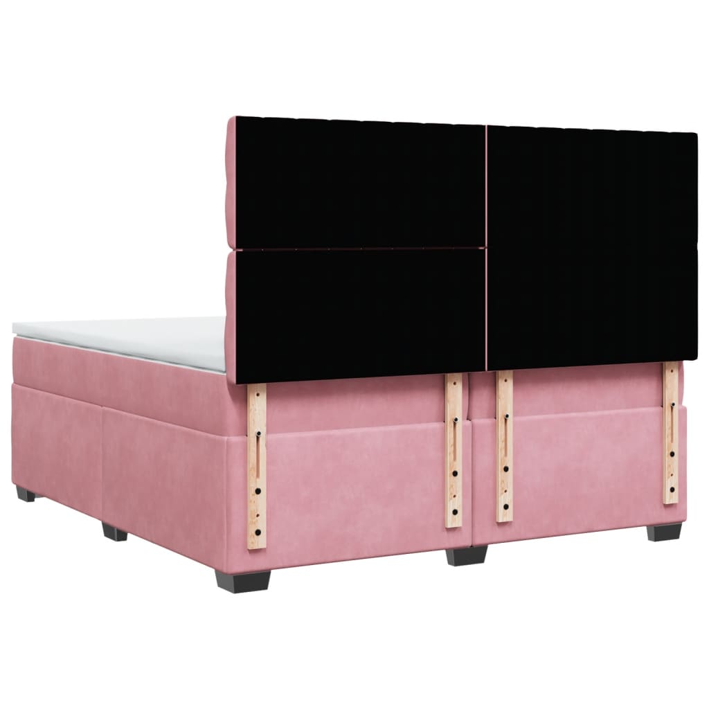Boxspring met matras fluweel roze 200x200 cm is nu te koop bij PeponiXL, paradijselijk wonen!