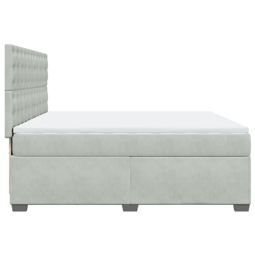 Boxspring met matras fluweel lichtgrijs 200x200 cm is nu te koop bij PeponiXL, paradijselijk wonen!