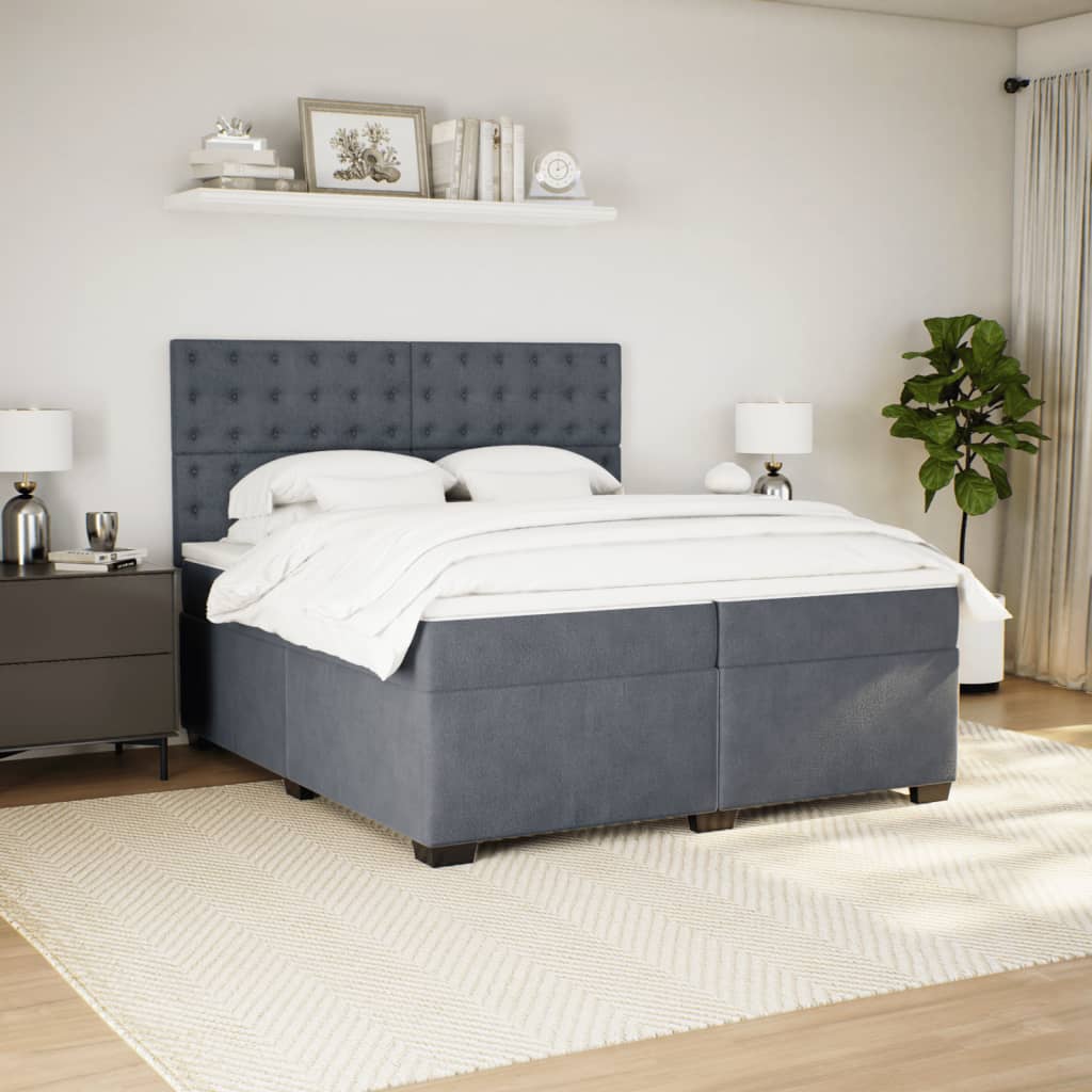 Boxspring met matras fluweel donkergrijs 200x200 cm is nu te koop bij PeponiXL, paradijselijk wonen!