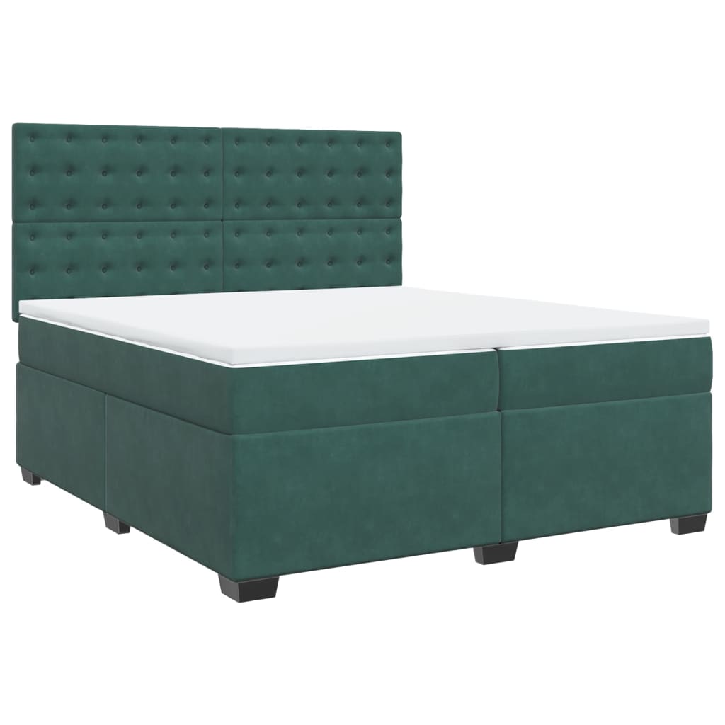 Boxspring met matras fluweel donkergroen 200x200 cm is nu te koop bij PeponiXL, paradijselijk wonen!