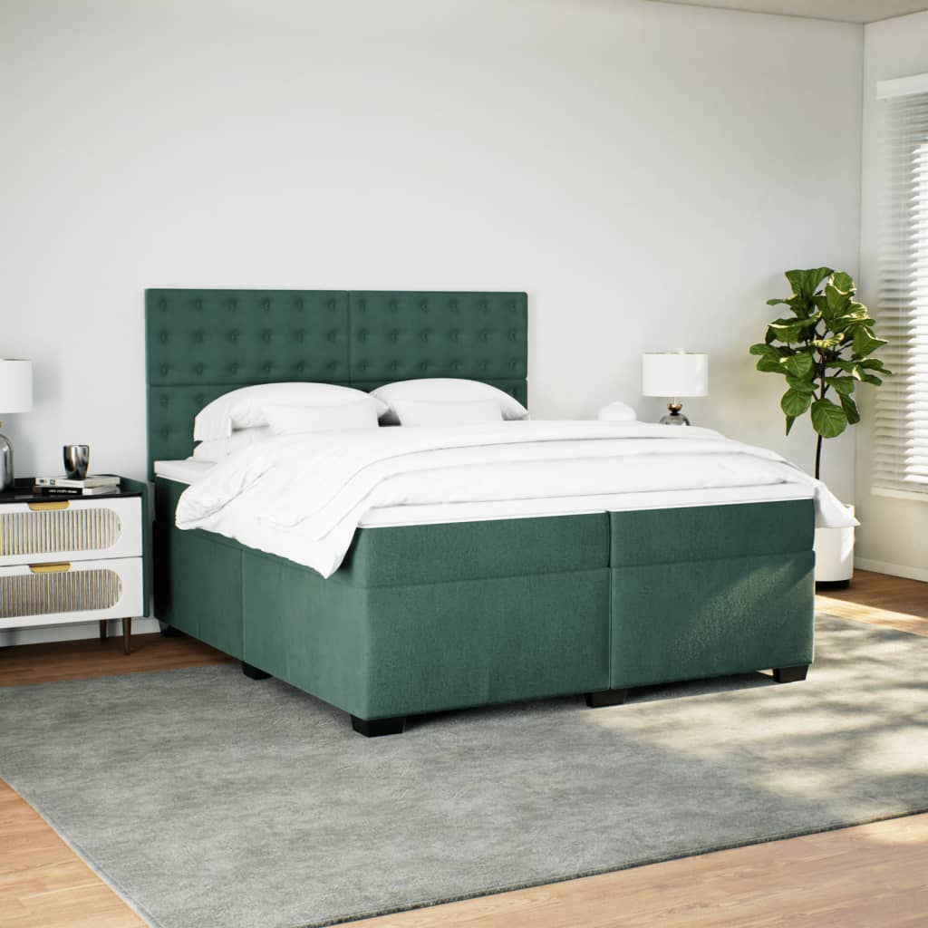 Boxspring met matras fluweel donkergroen 200x200 cm is nu te koop bij PeponiXL, paradijselijk wonen!