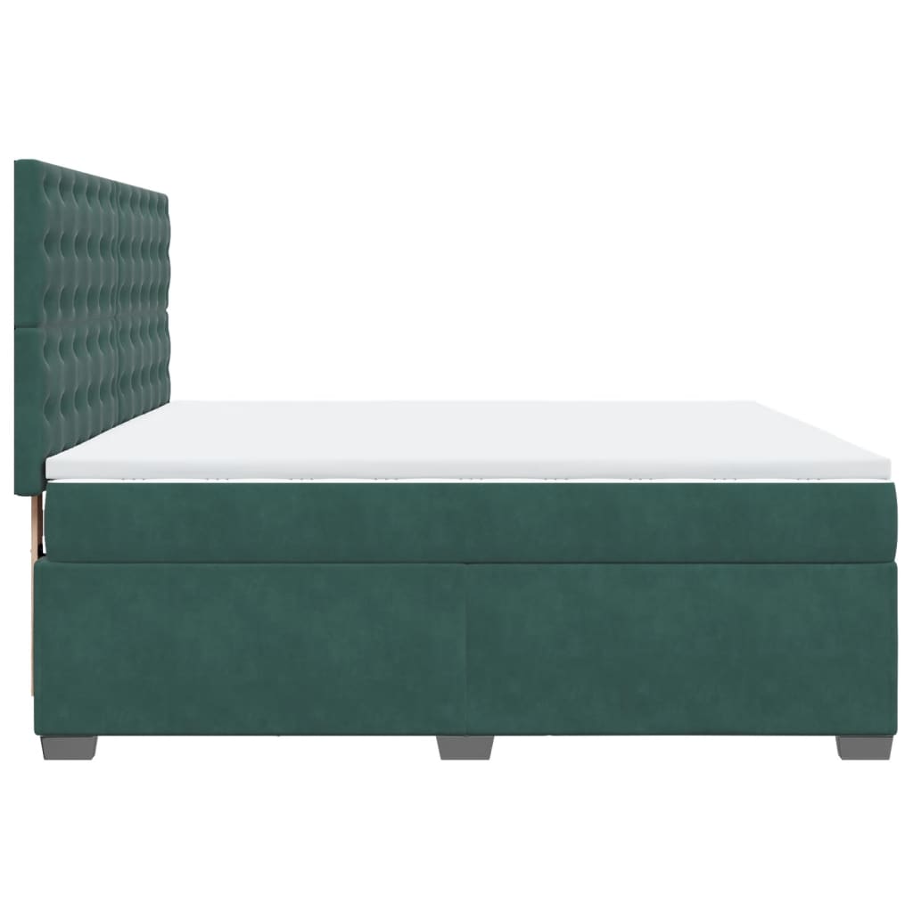 Boxspring met matras fluweel donkergroen 200x200 cm is nu te koop bij PeponiXL, paradijselijk wonen!