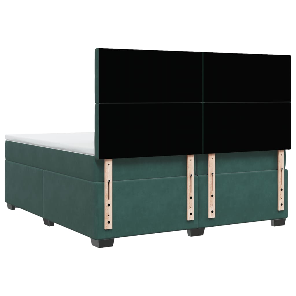 Boxspring met matras fluweel donkergroen 200x200 cm is nu te koop bij PeponiXL, paradijselijk wonen!