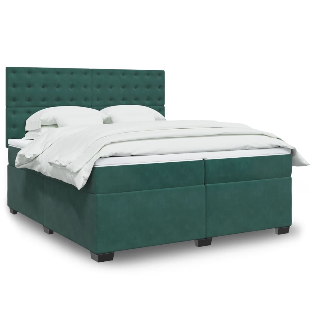 Boxspring met matras fluweel donkergroen 200x200 cm is nu te koop bij PeponiXL, paradijselijk wonen!