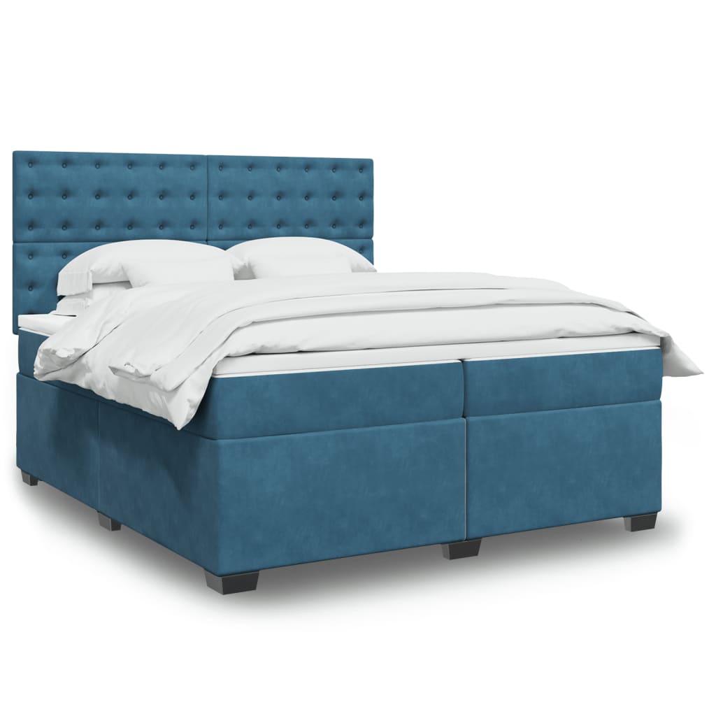 Boxspring met matras fluweel blauw 200x200 cm is nu te koop bij PeponiXL, paradijselijk wonen!