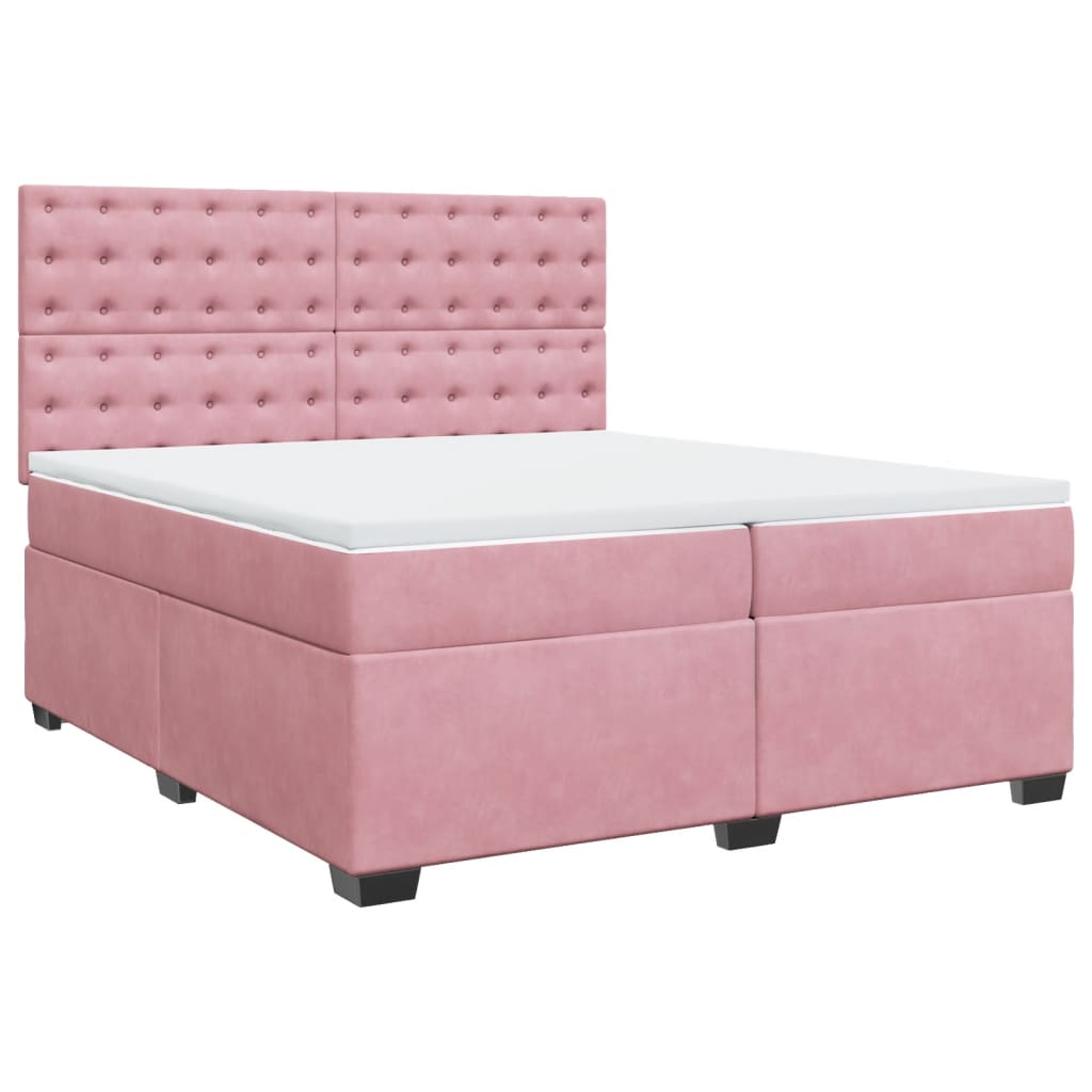 Boxspring met matras fluweel roze 200x200 cm is nu te koop bij PeponiXL, paradijselijk wonen!