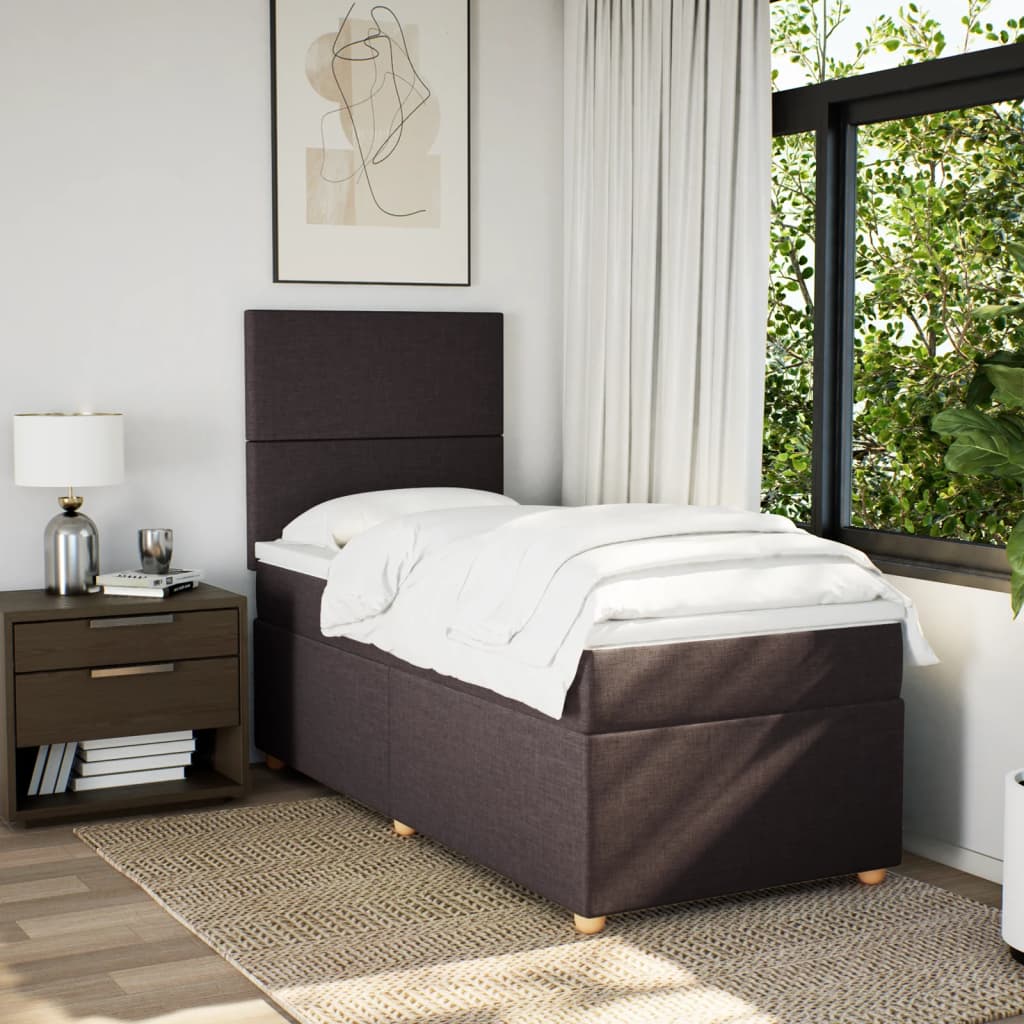 Boxspring met matras stof donkerbruin 80x200 cm is nu te koop bij PeponiXL, paradijselijk wonen!