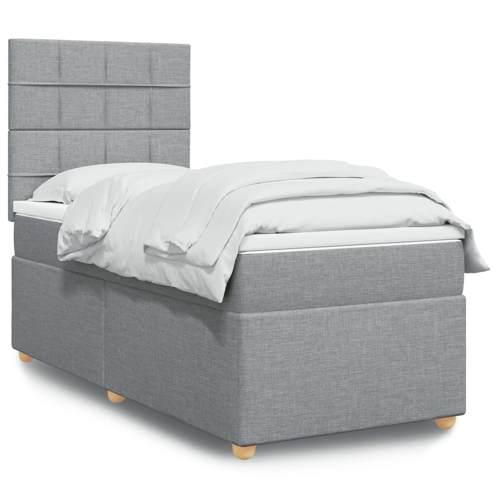 Boxspring met matras stof lichtgrijs 80x200 cm is nu te koop bij PeponiXL, paradijselijk wonen!