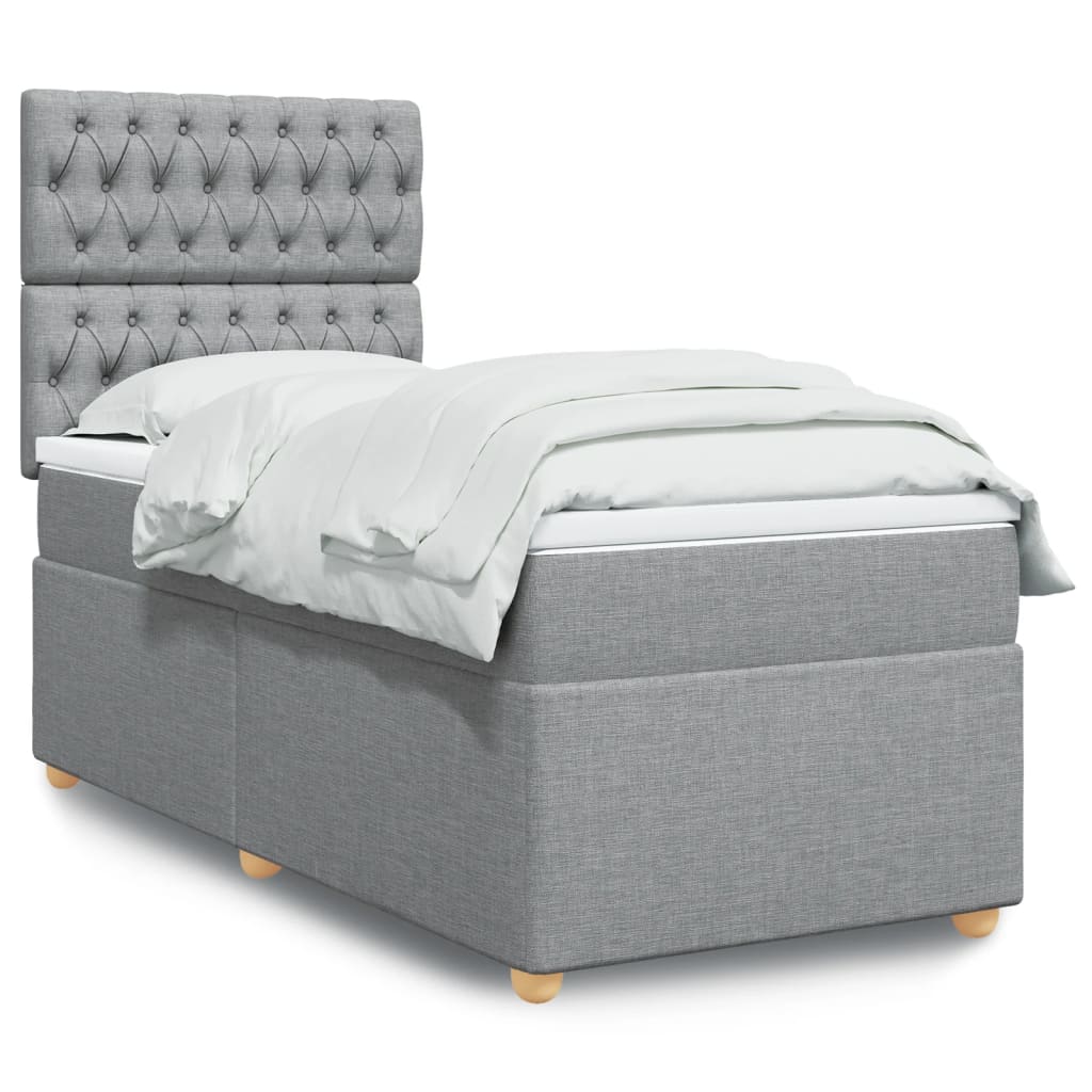 Boxspring met matras stof lichtgrijs 80x200 cm is nu te koop bij PeponiXL, paradijselijk wonen!