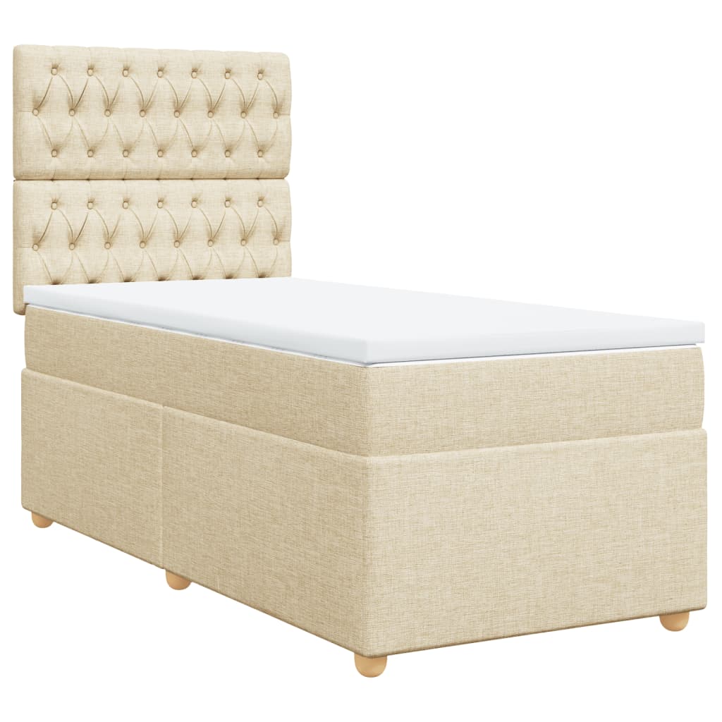 Boxspring met matras stof crèmekleurig 80x200 cm is nu te koop bij PeponiXL, paradijselijk wonen!