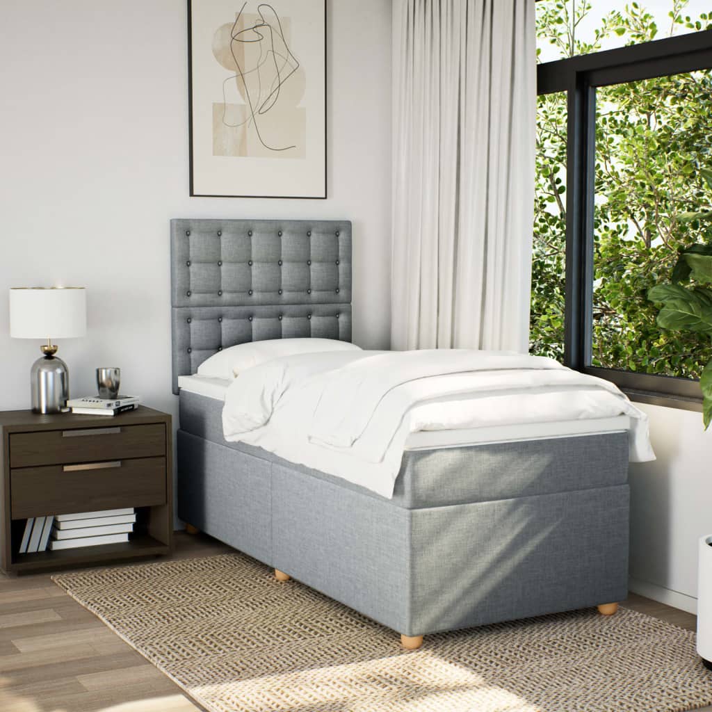 Boxspring met matras stof lichtgrijs 80x200 cm is nu te koop bij PeponiXL, paradijselijk wonen!