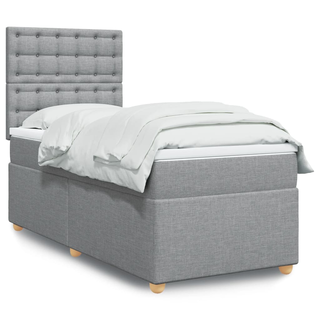 Boxspring met matras stof lichtgrijs 80x200 cm is nu te koop bij PeponiXL, paradijselijk wonen!