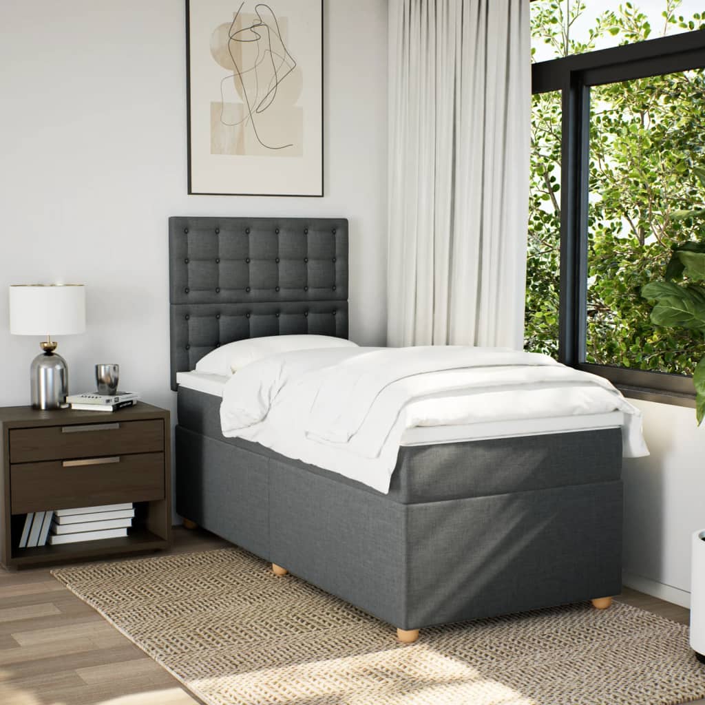Boxspring met matras stof donkergrijs 80x200 cm is nu te koop bij PeponiXL, paradijselijk wonen!