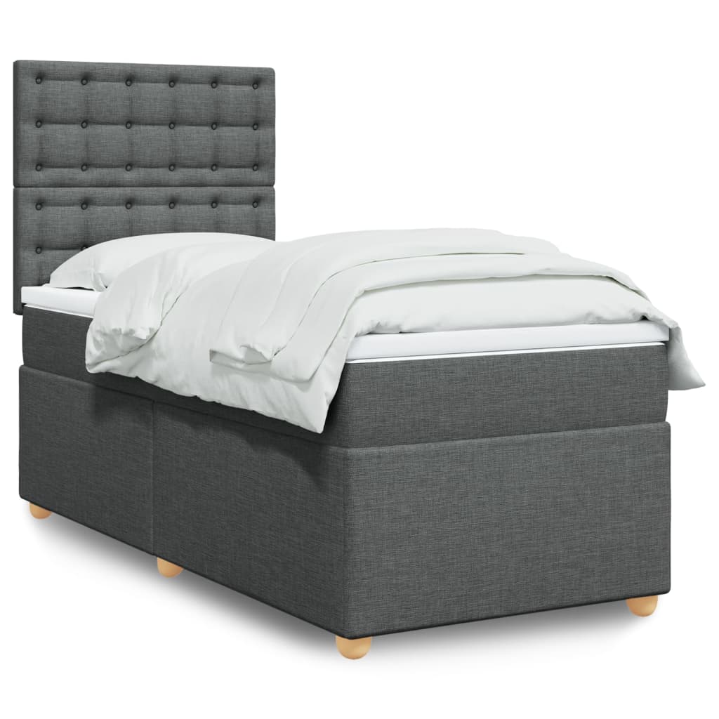 Boxspring met matras stof donkergrijs 80x200 cm is nu te koop bij PeponiXL, paradijselijk wonen!