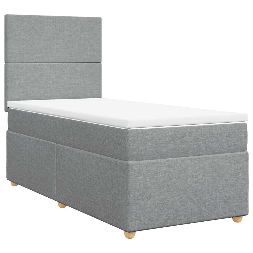 Boxspring met matras stof lichtgrijs 90x190 cm is nu te koop bij PeponiXL, paradijselijk wonen!
