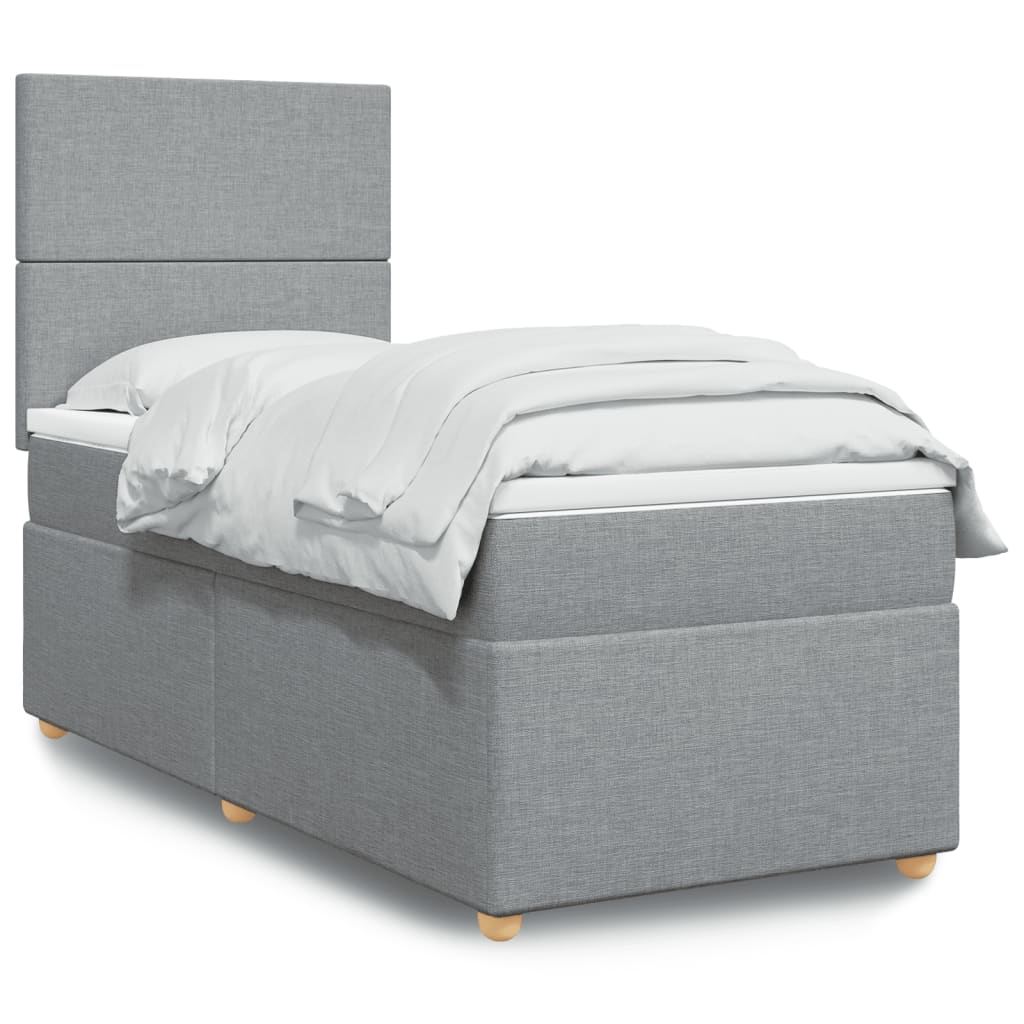 Boxspring met matras stof lichtgrijs 90x190 cm is nu te koop bij PeponiXL, paradijselijk wonen!
