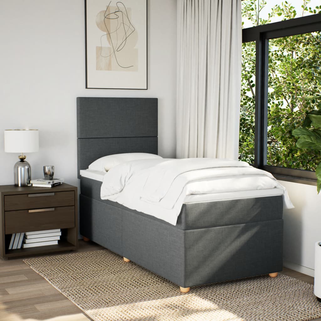 Boxspring met matras stof donkergrijs 90x190 cm is nu te koop bij PeponiXL, paradijselijk wonen!