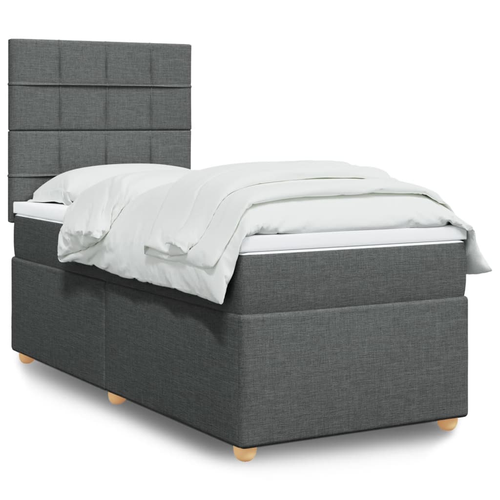 Boxspring met matras stof donkergrijs 90x190 cm is nu te koop bij PeponiXL, paradijselijk wonen!