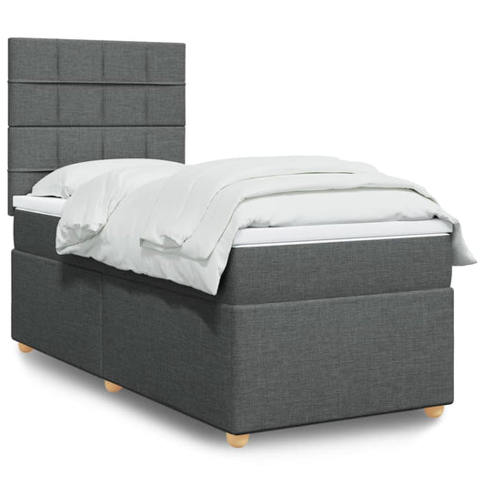Boxspring met matras stof donkergrijs 90x190 cm is nu te koop bij PeponiXL, paradijselijk wonen!