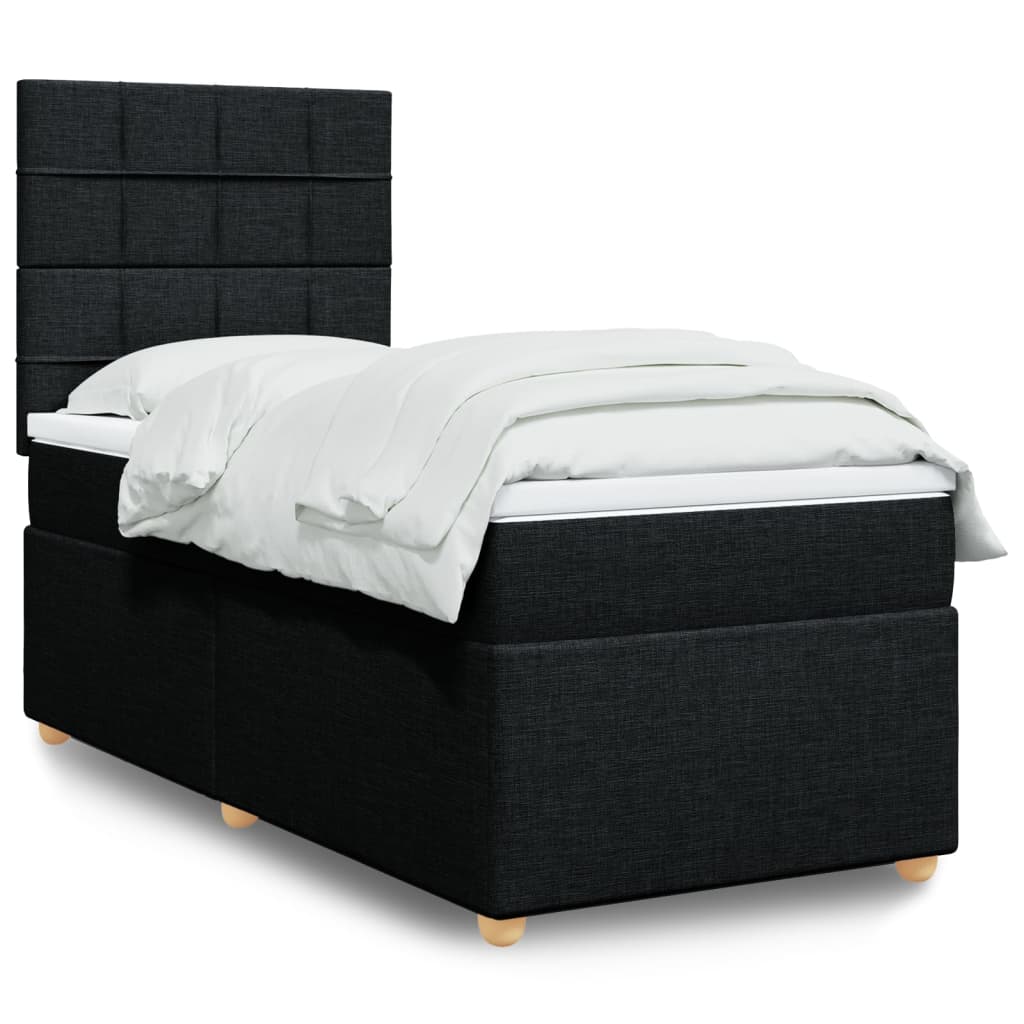 Boxspring met matras stof zwart 90x190 cm is nu te koop bij PeponiXL, paradijselijk wonen!