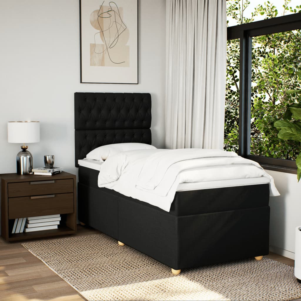 Boxspring met matras stof zwart 90x190 cm is nu te koop bij PeponiXL, paradijselijk wonen!