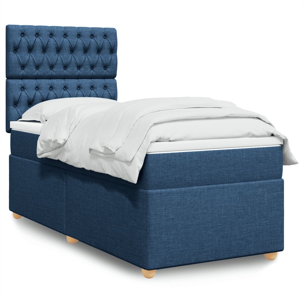 Boxspring met matras stof blauw 90x190 cm is nu te koop bij PeponiXL, paradijselijk wonen!