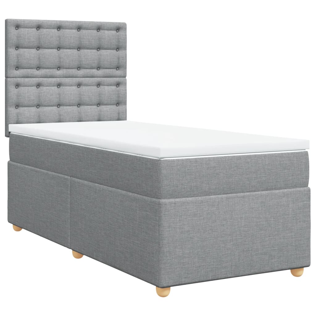 Boxspring met matras stof lichtgrijs 90x190 cm is nu te koop bij PeponiXL, paradijselijk wonen!