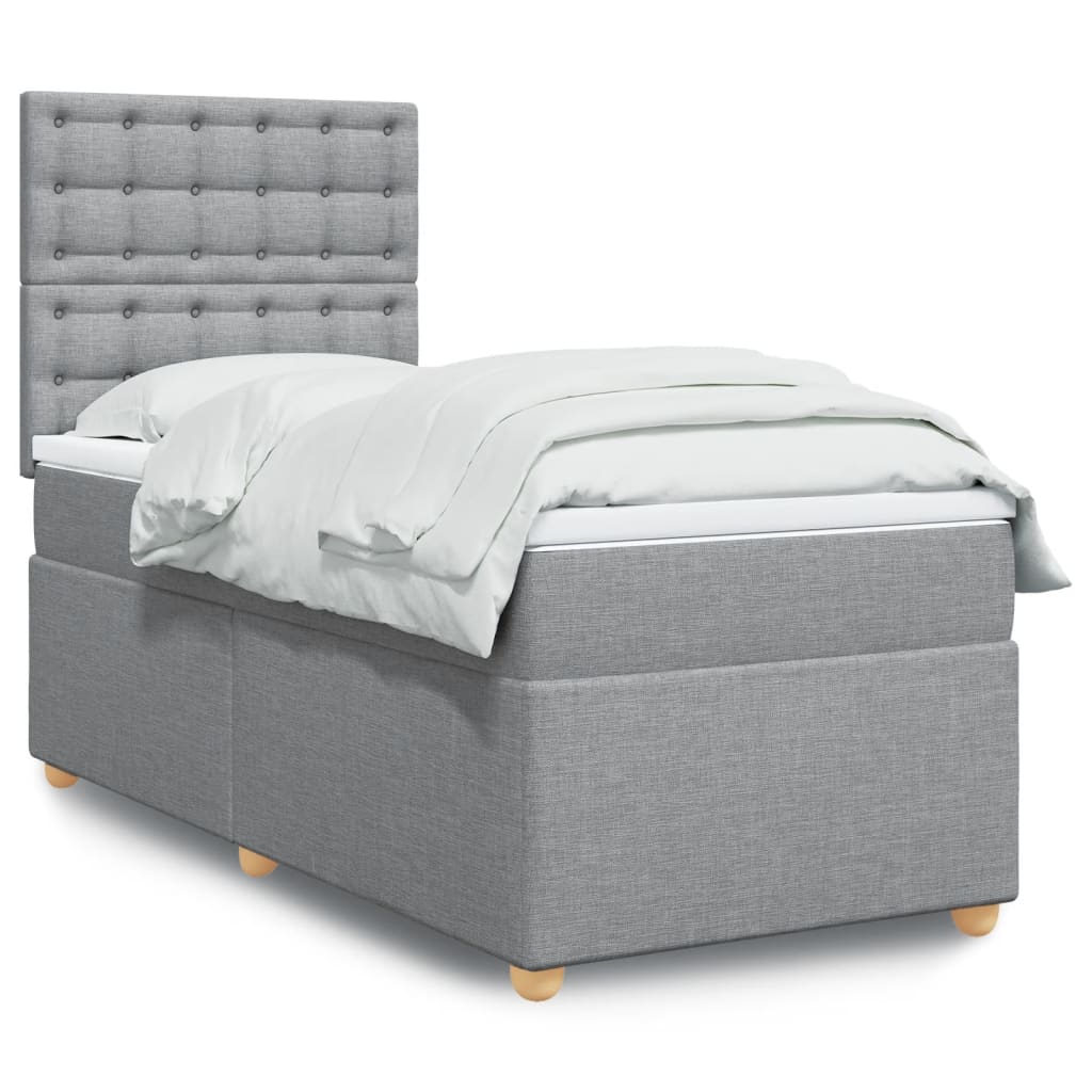 Boxspring met matras stof lichtgrijs 90x190 cm is nu te koop bij PeponiXL, paradijselijk wonen!