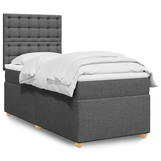 Boxspring met matras stof donkergrijs 90x190 cm is nu te koop bij PeponiXL, paradijselijk wonen!