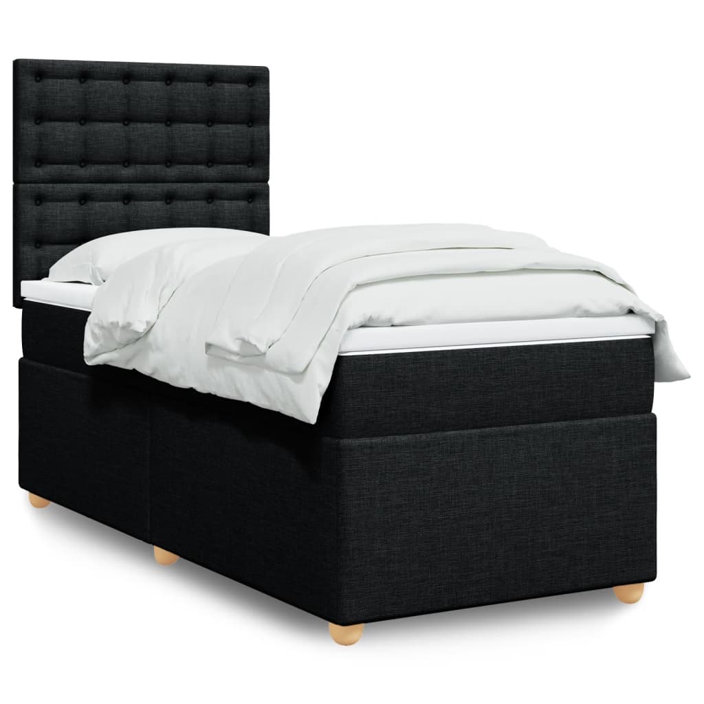 Boxspring met matras stof zwart 90x190 cm is nu te koop bij PeponiXL, paradijselijk wonen!