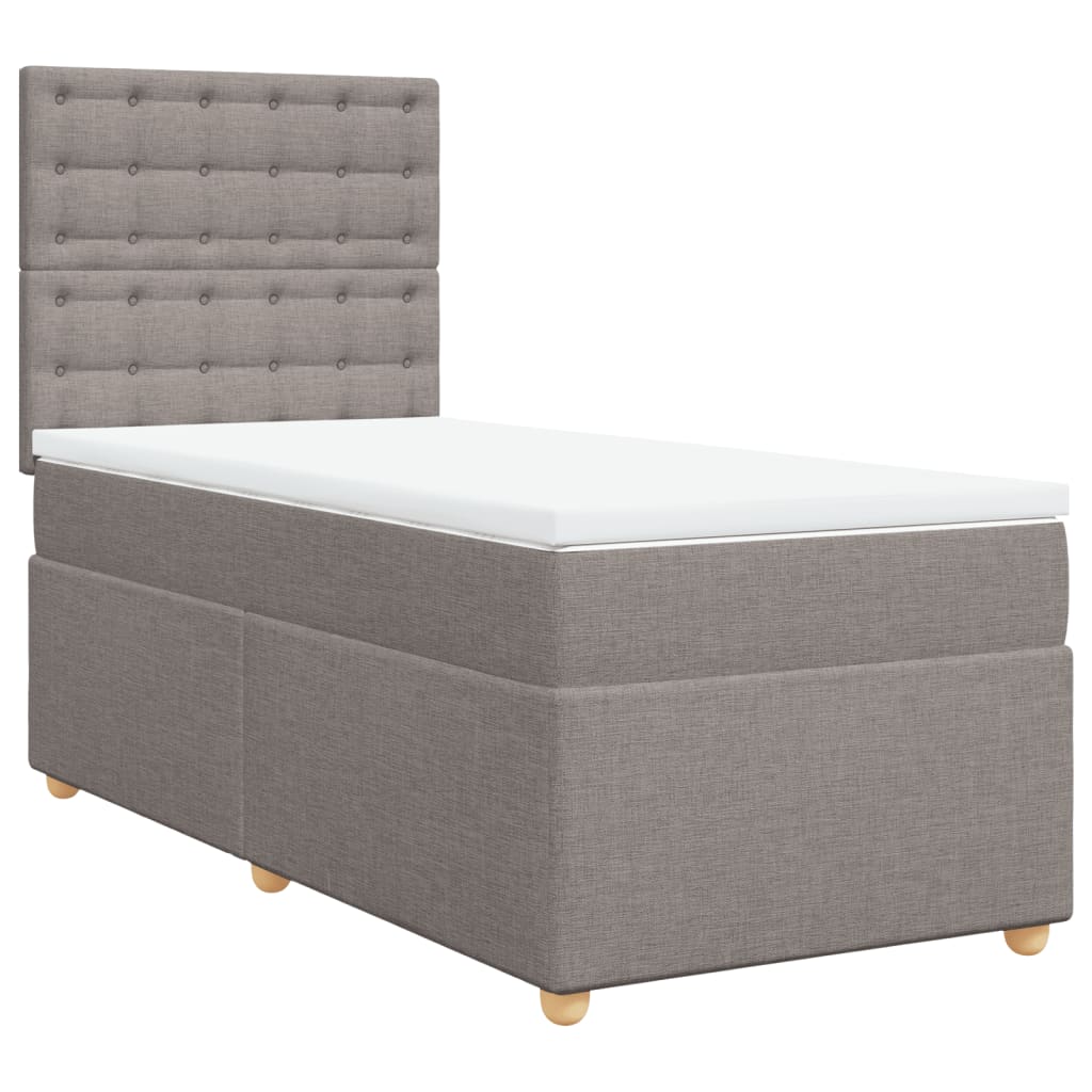 Boxspring met matras stof taupe 90x190 cm is nu te koop bij PeponiXL, paradijselijk wonen!
