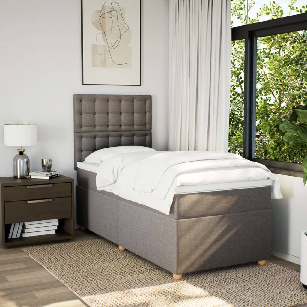 Boxspring met matras stof taupe 90x190 cm is nu te koop bij PeponiXL, paradijselijk wonen!