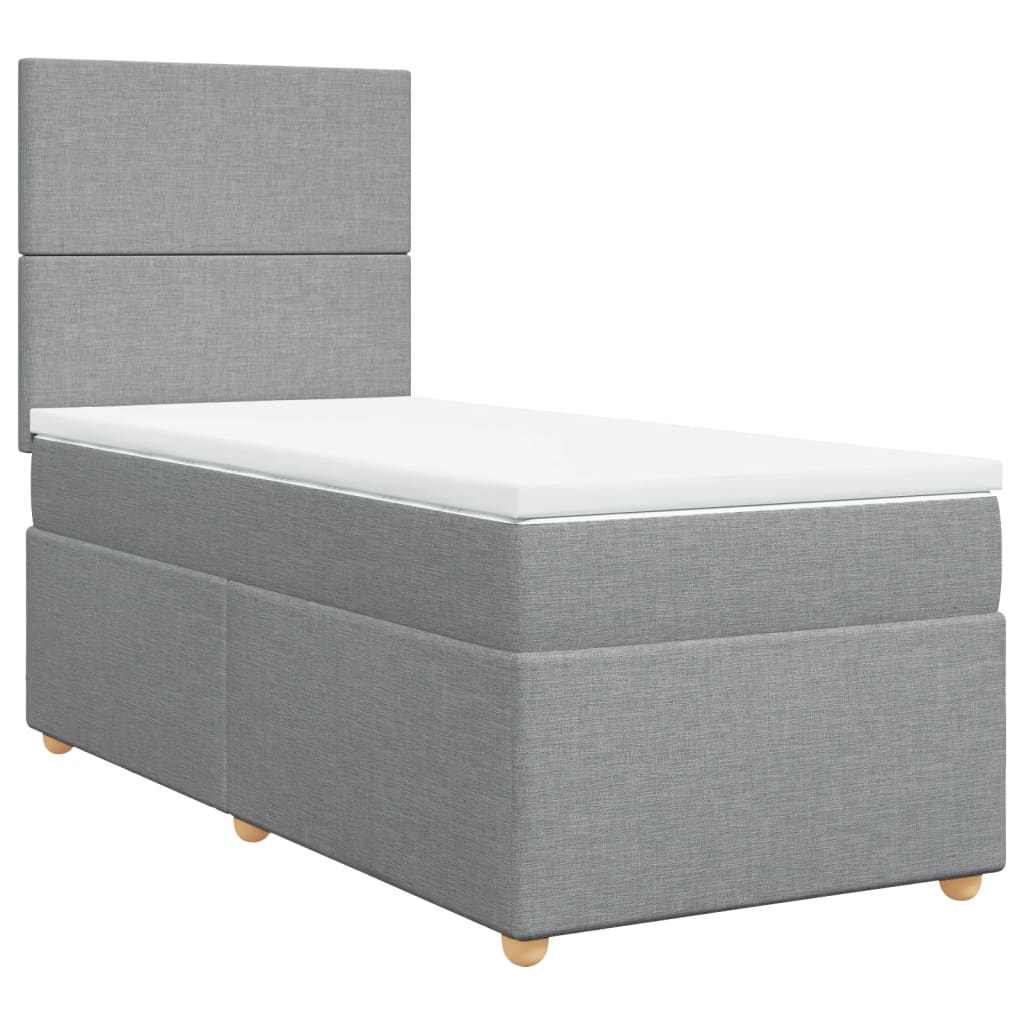 Boxspring met matras stof lichtgrijs 90x200 cm is nu te koop bij PeponiXL, paradijselijk wonen!