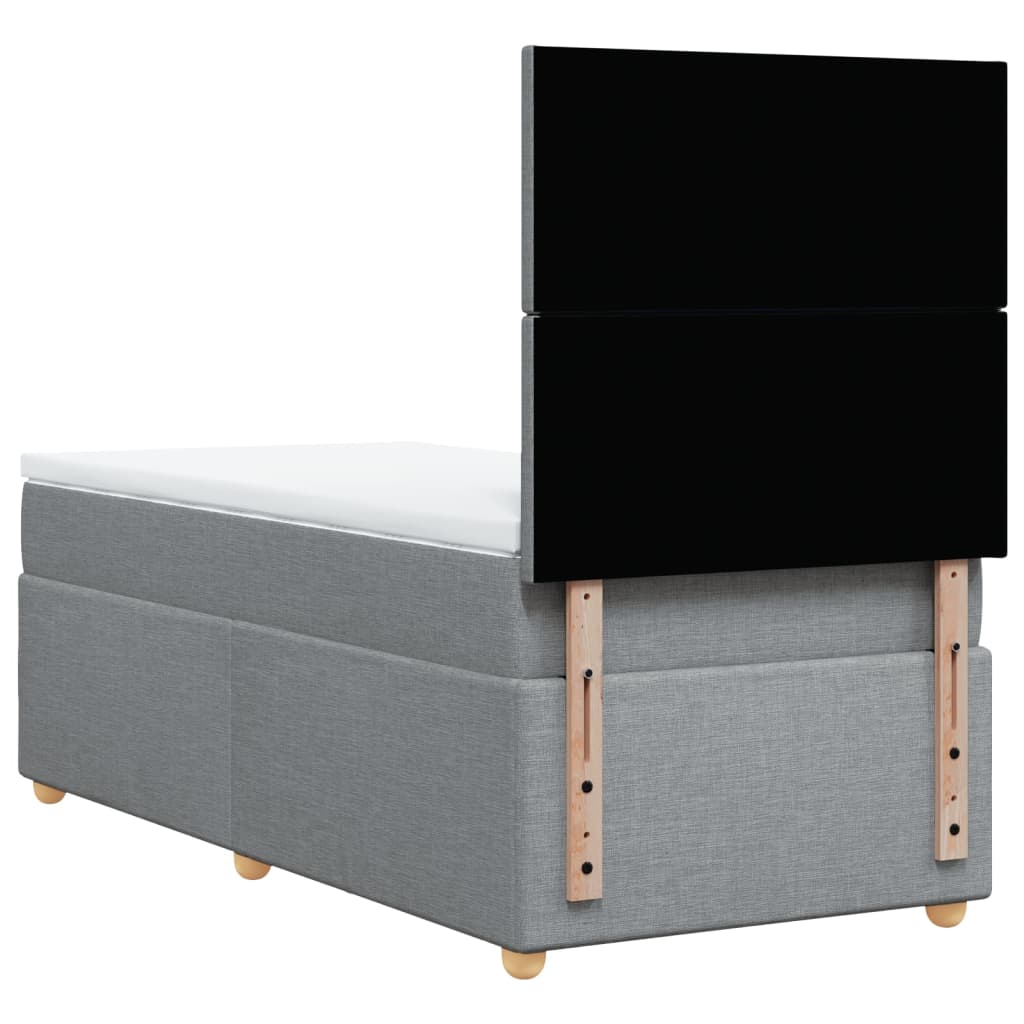 Boxspring met matras stof lichtgrijs 90x200 cm is nu te koop bij PeponiXL, paradijselijk wonen!
