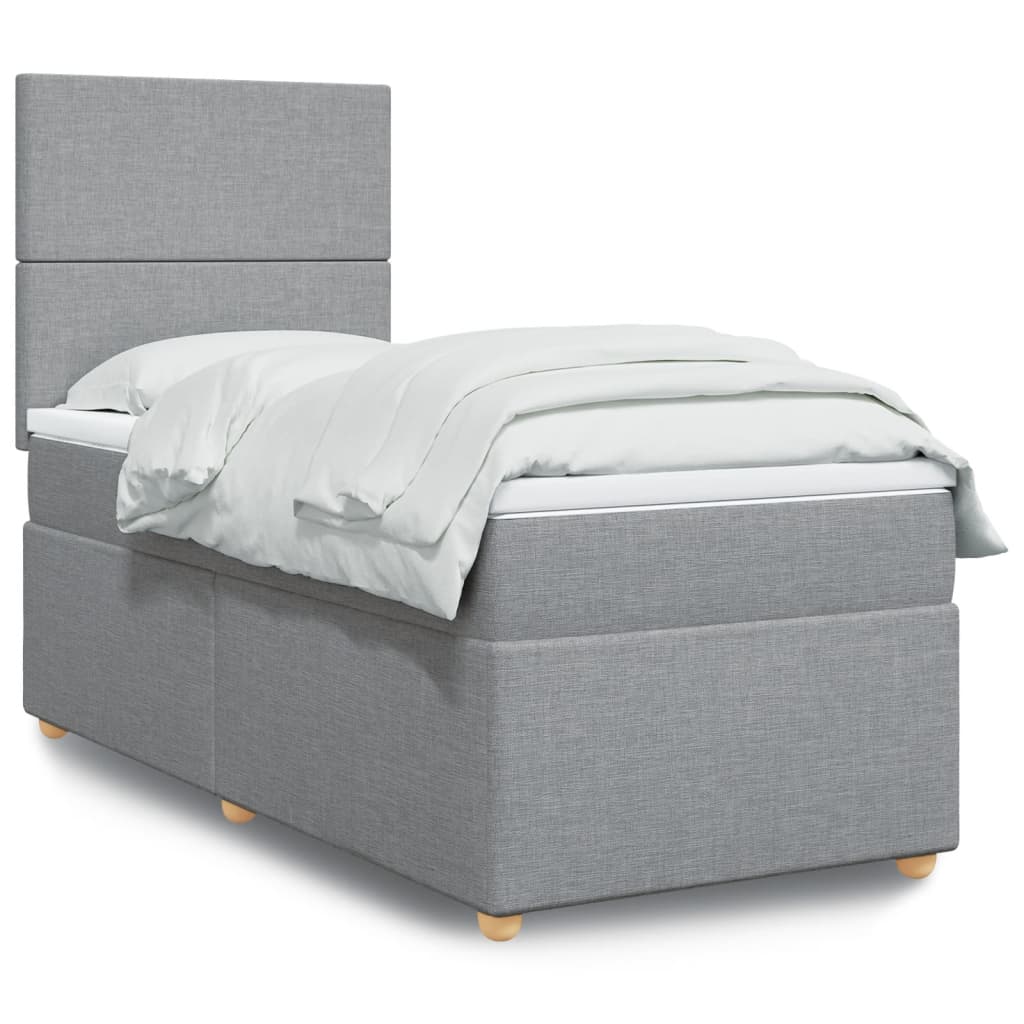 Boxspring met matras stof lichtgrijs 90x200 cm is nu te koop bij PeponiXL, paradijselijk wonen!