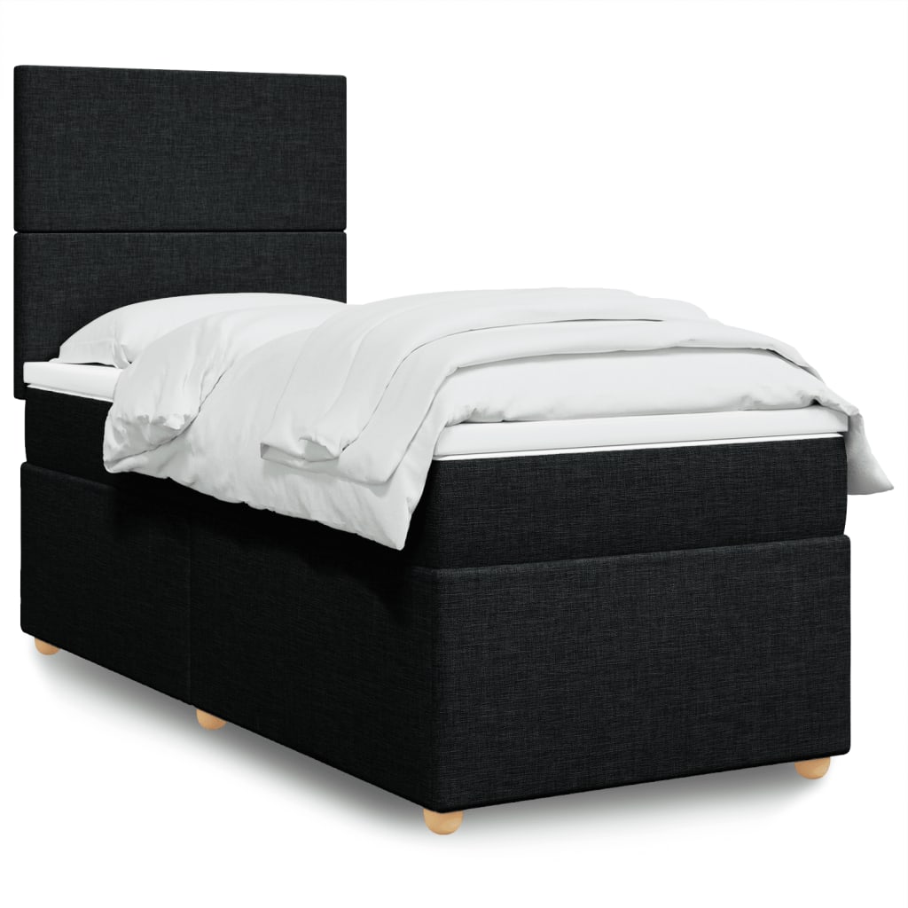 Boxspring met matras stof zwart 90x200 cm is nu te koop bij PeponiXL, paradijselijk wonen!