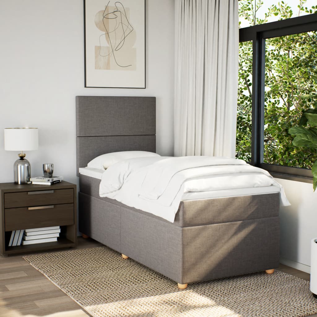 Boxspring met matras stof taupe 90x200 cm is nu te koop bij PeponiXL, paradijselijk wonen!