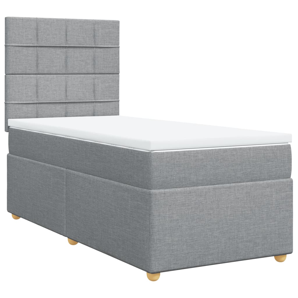 Boxspring met matras stof lichtgrijs 90x200 cm is nu te koop bij PeponiXL, paradijselijk wonen!