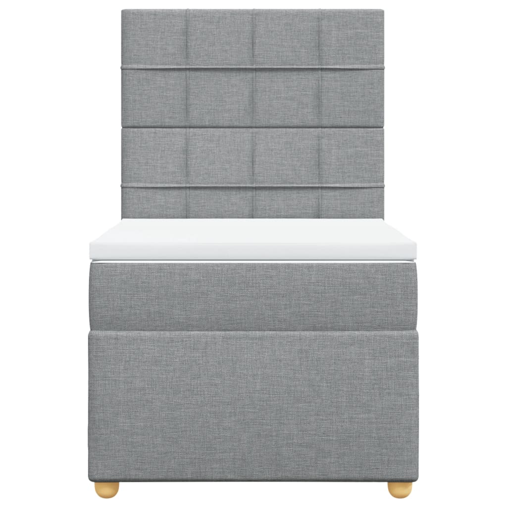 Boxspring met matras stof lichtgrijs 90x200 cm is nu te koop bij PeponiXL, paradijselijk wonen!