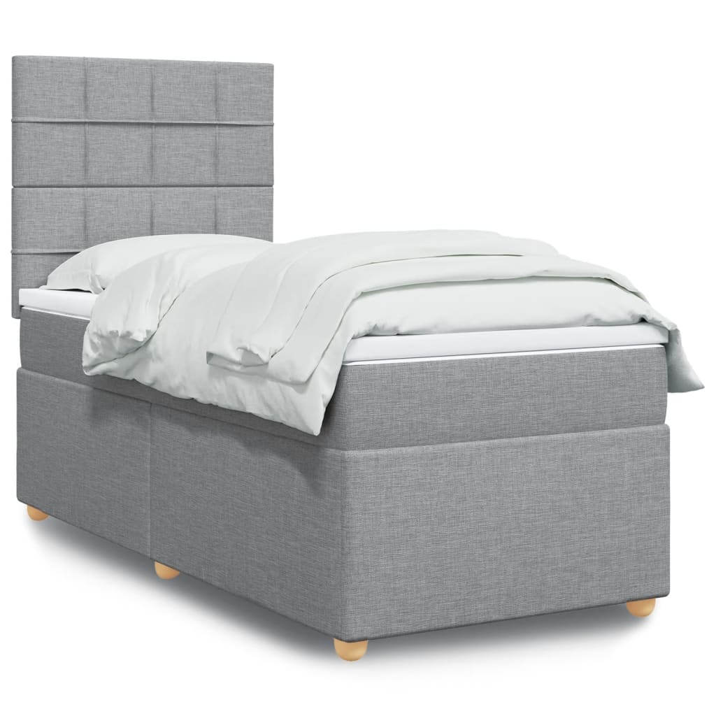 Boxspring met matras stof lichtgrijs 90x200 cm is nu te koop bij PeponiXL, paradijselijk wonen!