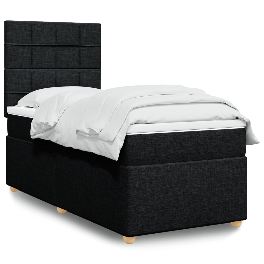 Boxspring met matras stof zwart 90x200 cm is nu te koop bij PeponiXL, paradijselijk wonen!