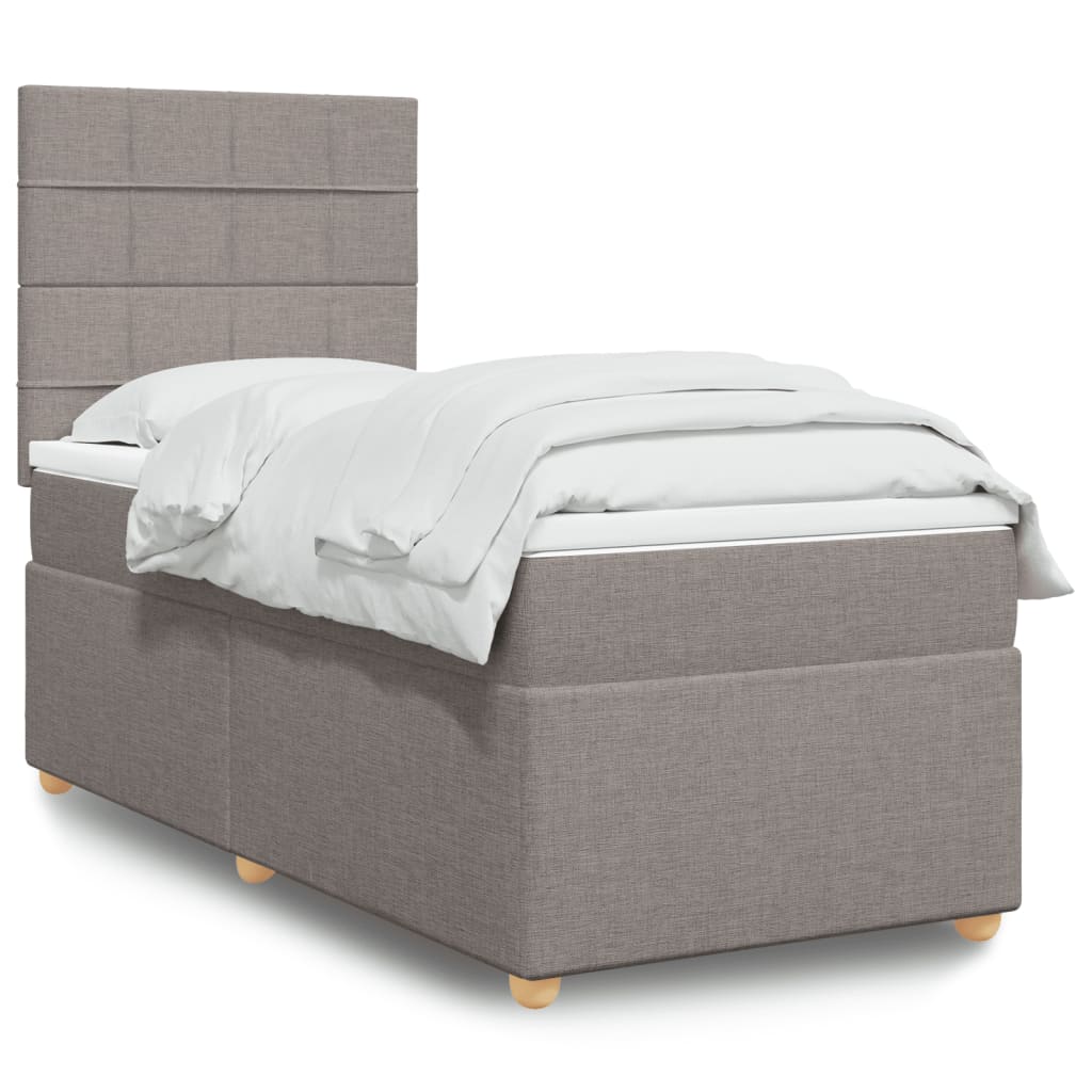 Boxspring met matras stof taupe 90x200 cm is nu te koop bij PeponiXL, paradijselijk wonen!